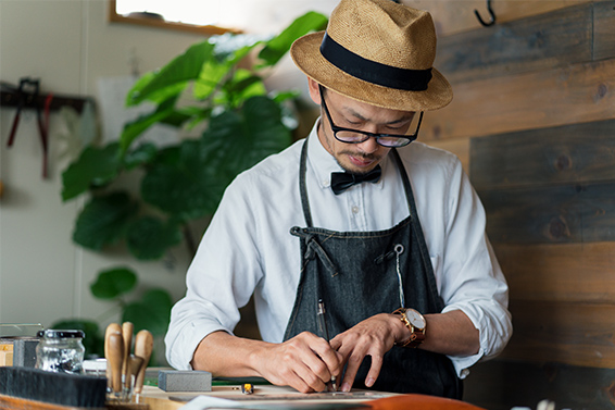 Man making a note